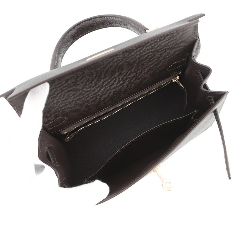 エルメス ハンドバッグ ケリー25 外縫い ベブラン/シャンパンゴールド金具 エプソン K刻印 HERMES Kelly 2wayバッグ