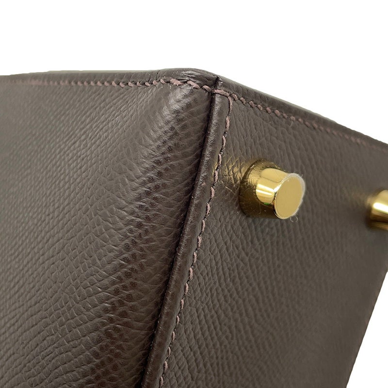 エルメス ハンドバッグ ケリー25 外縫い ベブラン/シャンパンゴールド金具 エプソン K刻印 HERMES Kelly 2wayバッグ