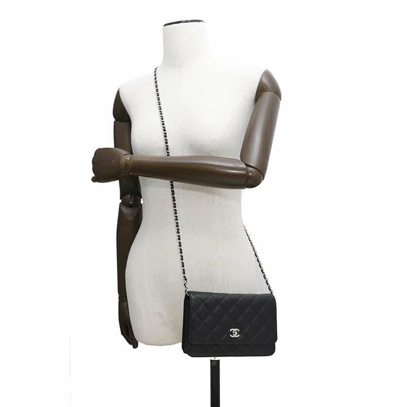 シャネル チェーンウォレット マトラッセ ココマーク キャビアスキン AP4241 CHANEL 財布 黒