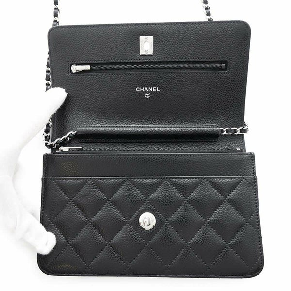 シャネル チェーンウォレット マトラッセ ココマーク キャビアスキン AP4241 CHANEL 財布 黒