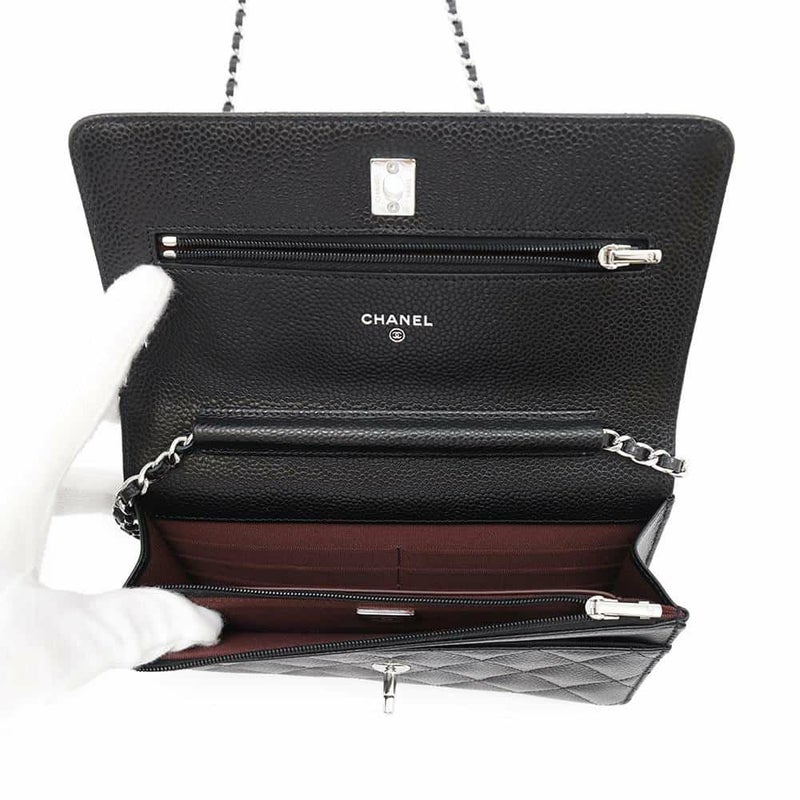 シャネル チェーンウォレット マトラッセ ココマーク キャビアスキン AP4241 CHANEL 財布 黒