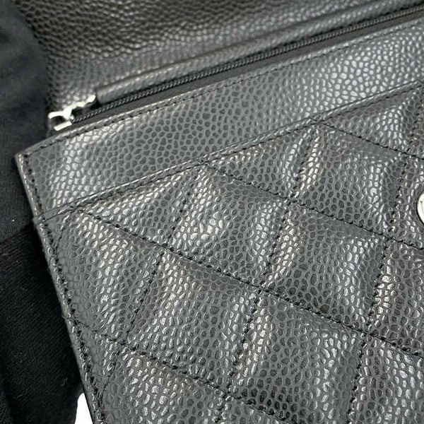 シャネル チェーンウォレット マトラッセ ココマーク キャビアスキン AP4241 CHANEL 財布 黒