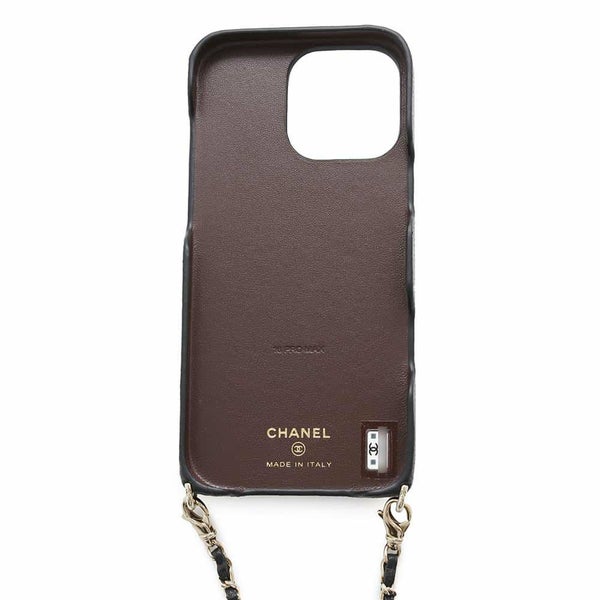 シャネル スマホケース iphone16 Pro MAX ケース マトラッセ ココマーク キャビアスキン AP4540 CHANEL チェーンショルダー 黒