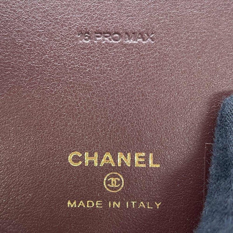 シャネル スマホケース iphone16 Pro MAX ケース マトラッセ ココマーク キャビアスキン AP4540 CHANEL チェーンショルダー 黒