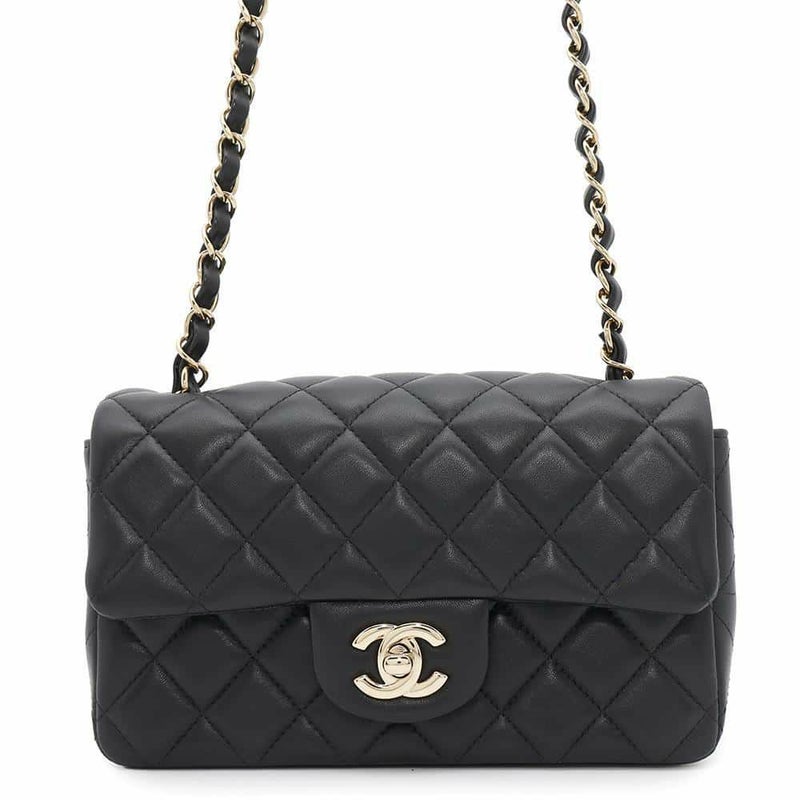 シャネル チェーンショルダーバッグ ミニ マトラッセ 20 ココマーク ラムスキン A69900 CHANEL 黒 フラップ