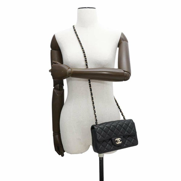 シャネル チェーンショルダーバッグ ミニ マトラッセ 20 ココマーク ラムスキン A69900 CHANEL 黒 フラップ