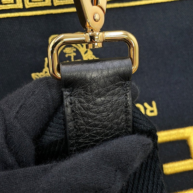 フェンディ トートバッグ ヴェルサーチ コラボ フェンダーチェ 刺繍入り キャンバス 8BH395 FENDI 2way ヴェルサーチェ 黒