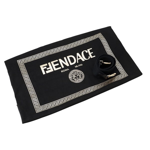 フェンディ トートバッグ ヴェルサーチ コラボ フェンダーチェ 刺繍入り キャンバス 8BH395 FENDI 2way ヴェルサーチェ 黒