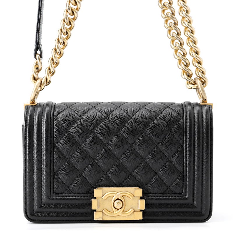 シャネル チェーンショルダーバッグ ボーイシャネル スモール マトラッセ ココマーク キャビアスキン A67085 CHANEL 黒