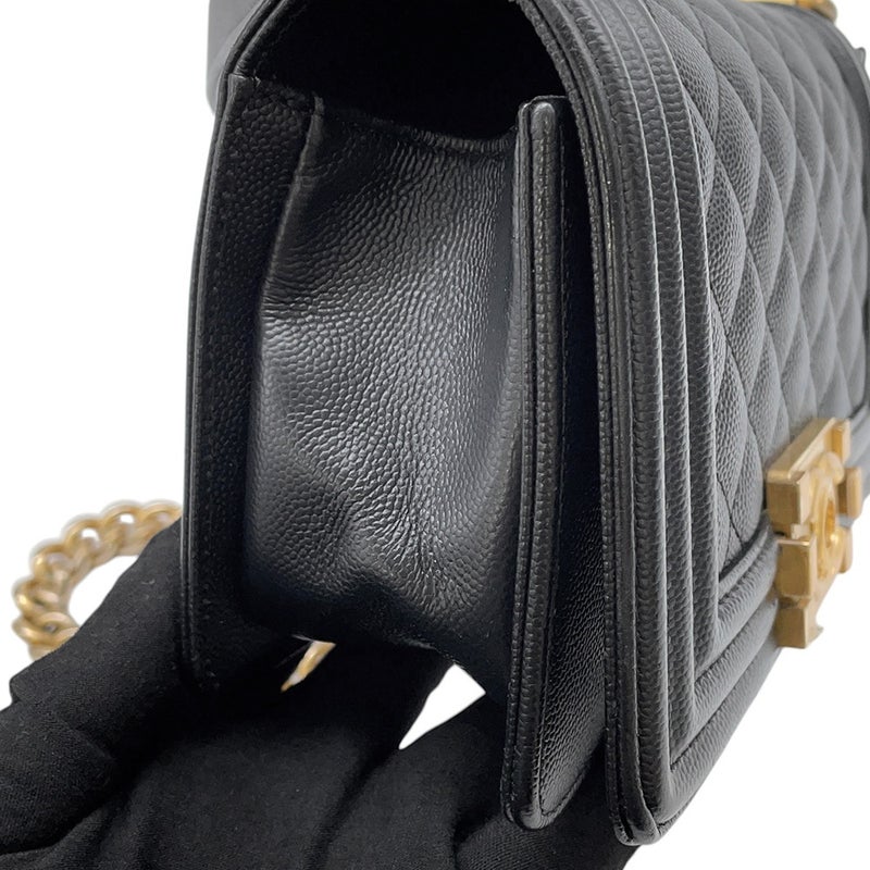 シャネル チェーンショルダーバッグ ボーイシャネル スモール マトラッセ ココマーク キャビアスキン A67085 CHANEL 黒
