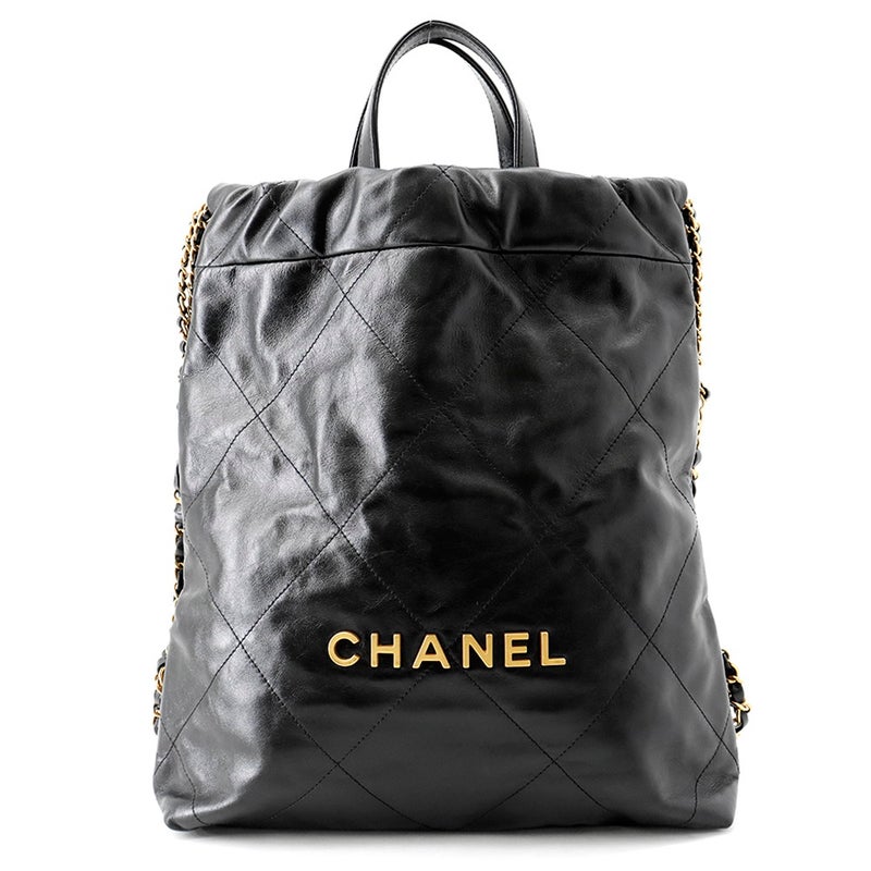 シャネル リュック シャネル22 スモール シャイニーカーフスキン AS3859 CHANEL バックパック バッグ 黒