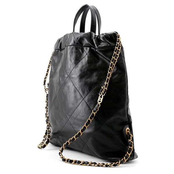 シャネル リュック シャネル22 スモール シャイニーカーフスキン AS3859 CHANEL バックパック バッグ 黒