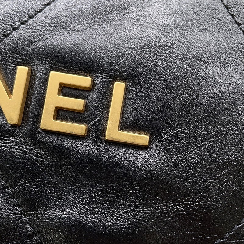 シャネル リュック シャネル22 スモール シャイニーカーフスキン AS3859 CHANEL バックパック バッグ 黒
