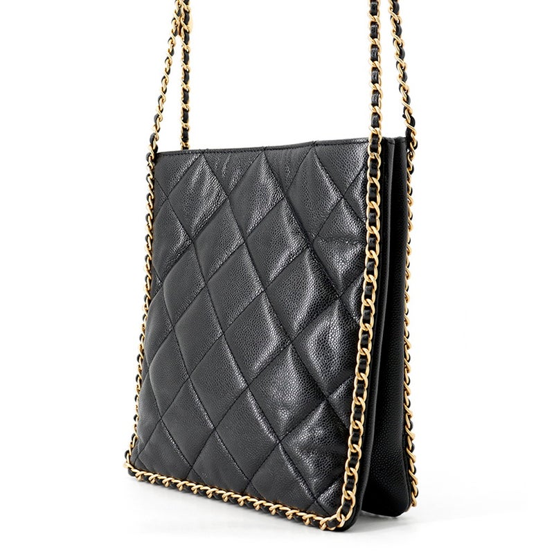 シャネル チェーンショルダーバッグ マトラッセ ココマーク キャビアスキン AS3470 CHANEL バッグ 黒