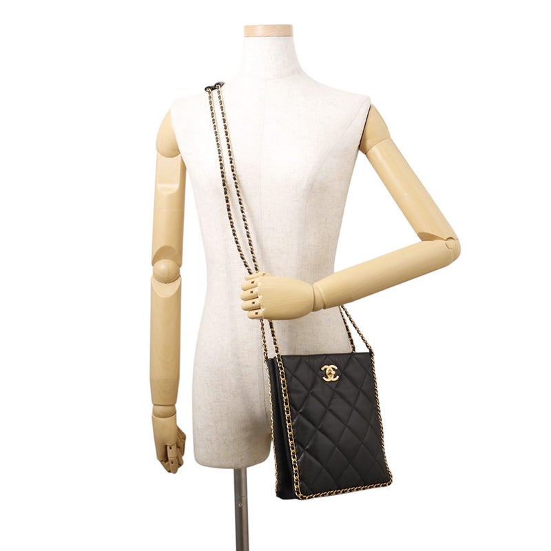 シャネル チェーンショルダーバッグ マトラッセ ココマーク キャビアスキン AS3470 CHANEL バッグ 黒