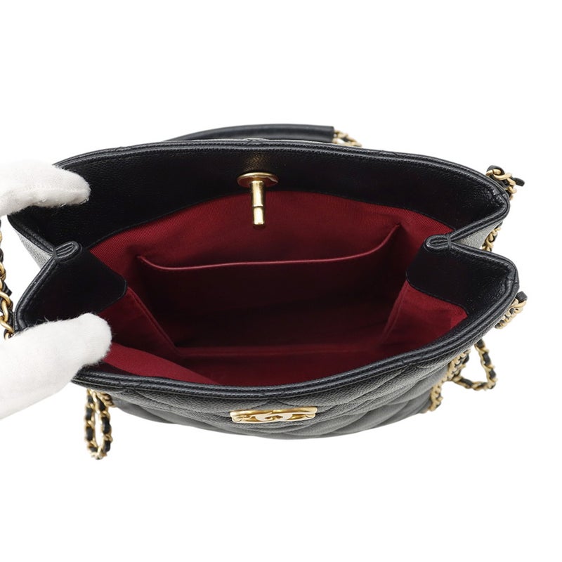 シャネル チェーンショルダーバッグ マトラッセ ココマーク キャビアスキン AS3470 CHANEL バッグ 黒