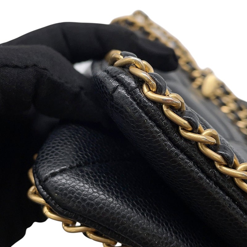 シャネル チェーンショルダーバッグ マトラッセ ココマーク キャビアスキン AS3470 CHANEL バッグ 黒