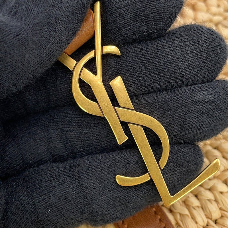 サンローランパリ ハンドバッグ LE 5 A 7 ミニ ナチュラルラフィア レザー 742680 SAINT LAURENT PARIS