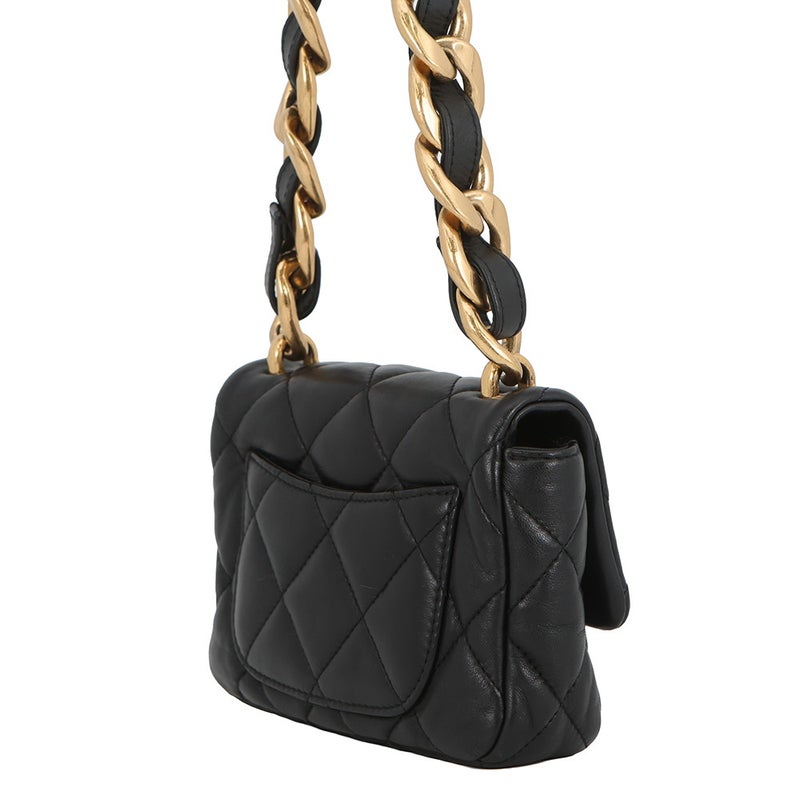 シャネル チェーンショルダーバッグ マトラッセ ココマーク レザー AS3214 CHANEL 黒