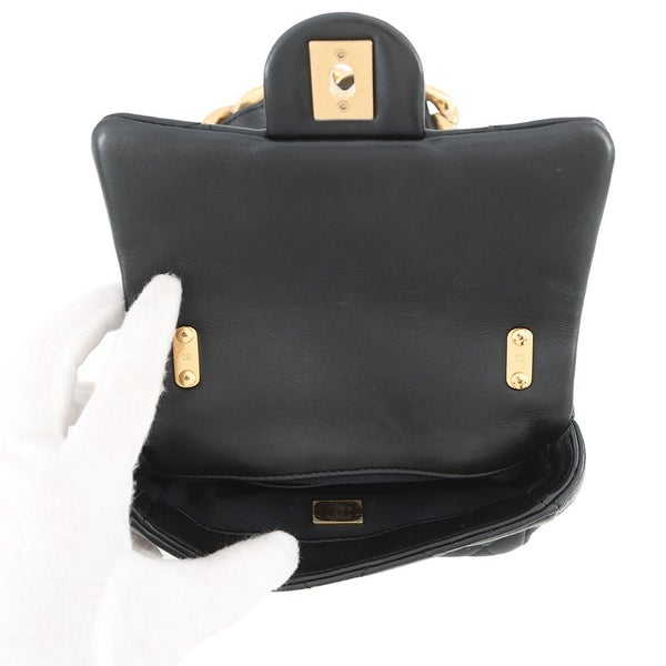 シャネル チェーンショルダーバッグ マトラッセ ココマーク レザー AS3214 CHANEL 黒