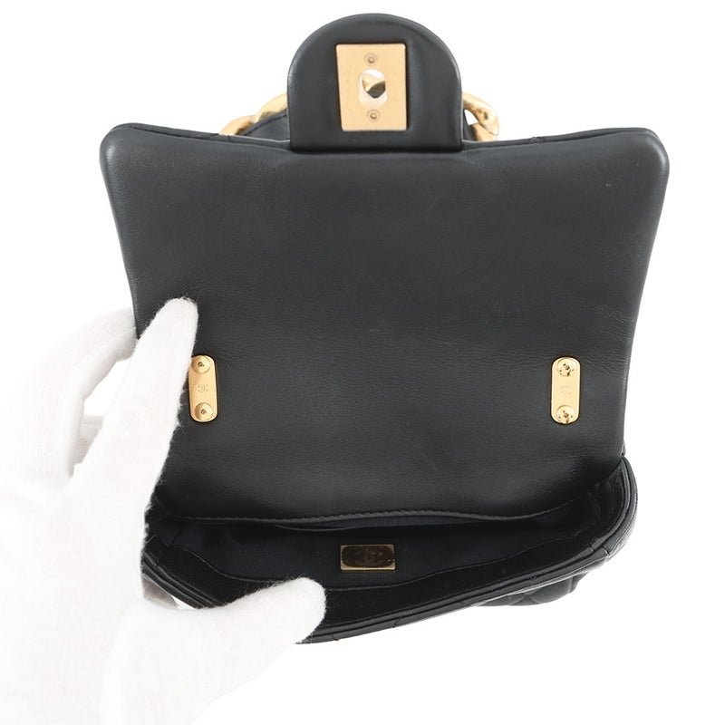 シャネル チェーンショルダーバッグ マトラッセ ココマーク レザー AS3214 CHANEL 黒