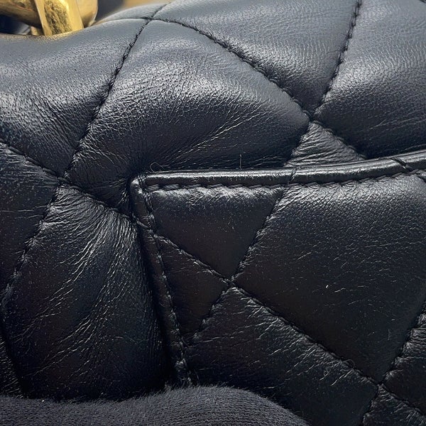 シャネル チェーンショルダーバッグ マトラッセ ココマーク レザー AS3214 CHANEL 黒
