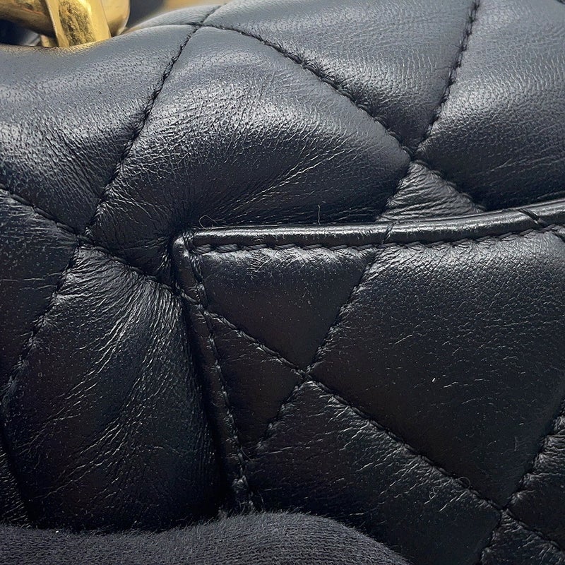 シャネル チェーンショルダーバッグ マトラッセ ココマーク レザー AS3214 CHANEL 黒