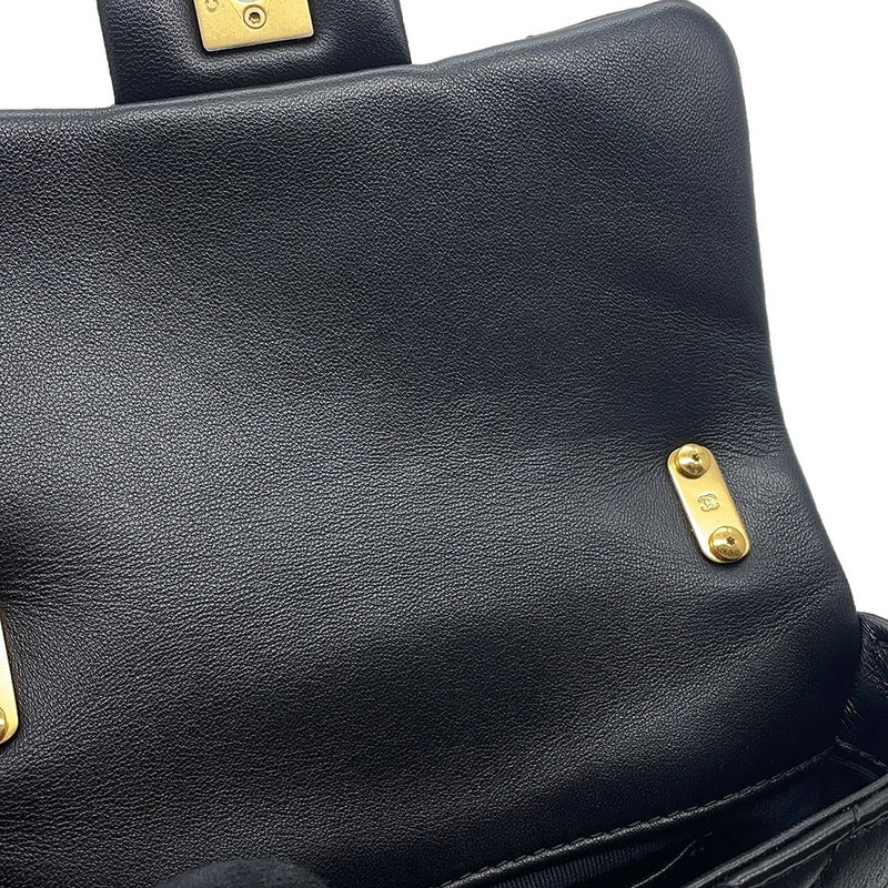 シャネル チェーンショルダーバッグ マトラッセ ココマーク レザー AS3214 CHANEL 黒