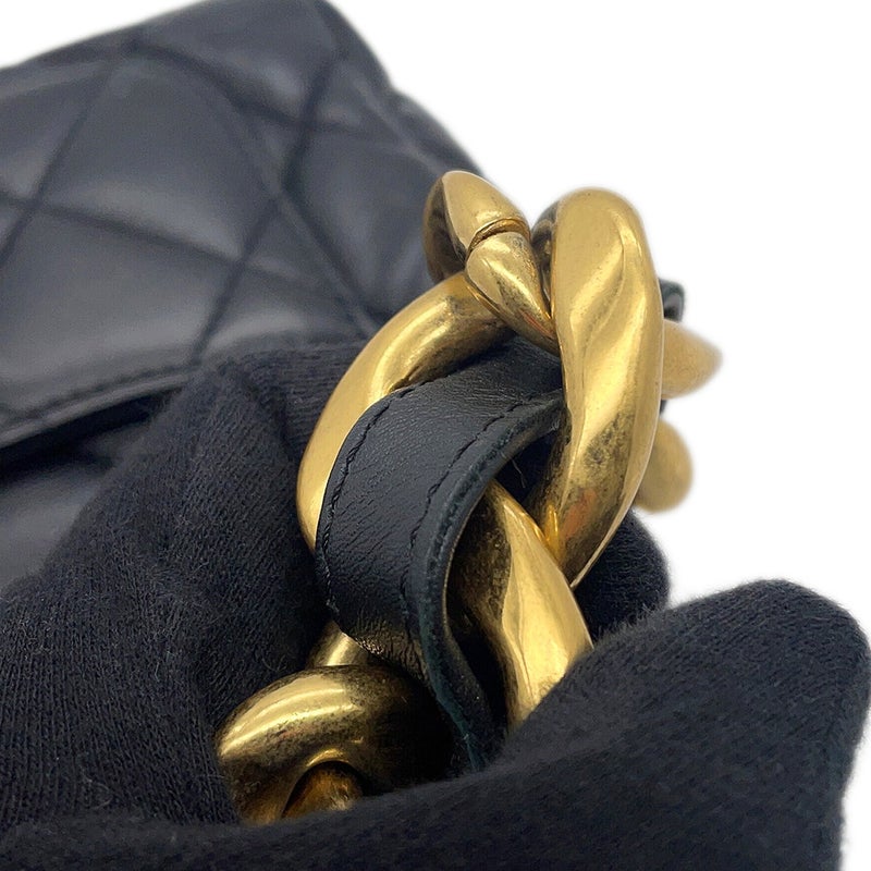 シャネル チェーンショルダーバッグ マトラッセ ココマーク レザー AS3214 CHANEL 黒