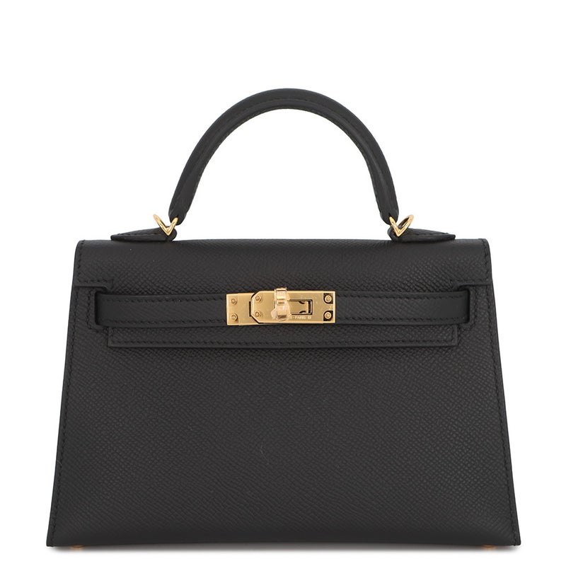 エルメス ハンドバッグ ミニケリー2 外縫い ブラック/ゴールド金具 エプソン G刻印 HERMES 2wayバッグ 黒