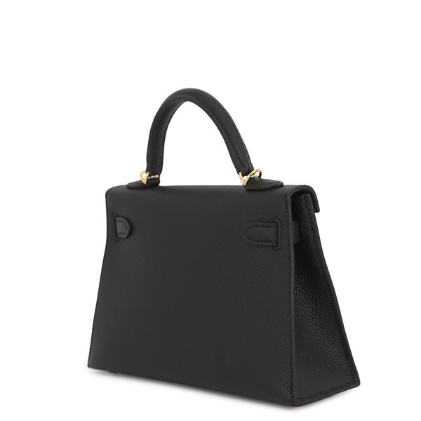 エルメス ハンドバッグ ミニケリー2 外縫い ブラック/ゴールド金具 エプソン G刻印 HERMES 2wayバッグ 黒