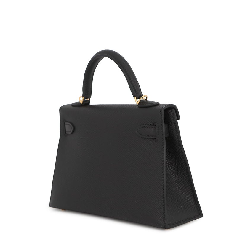 エルメス ハンドバッグ ミニケリー2 外縫い ブラック/ゴールド金具 エプソン G刻印 HERMES 2wayバッグ 黒