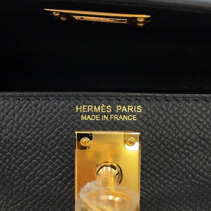 エルメス ハンドバッグ ミニケリー2 外縫い ブラック/ゴールド金具 エプソン G刻印 HERMES 2wayバッグ 黒