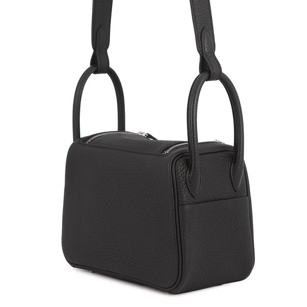 エルメス ハンドバッグ リンディ ミニ ブラック/シルバー金具 トリヨンクレマンス G刻印 HERMES 2way 黒