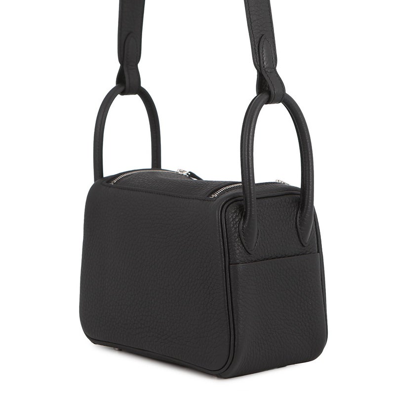 エルメス ハンドバッグ リンディ ミニ ブラック/シルバー金具 トリヨンクレマンス G刻印 HERMES 2way 黒