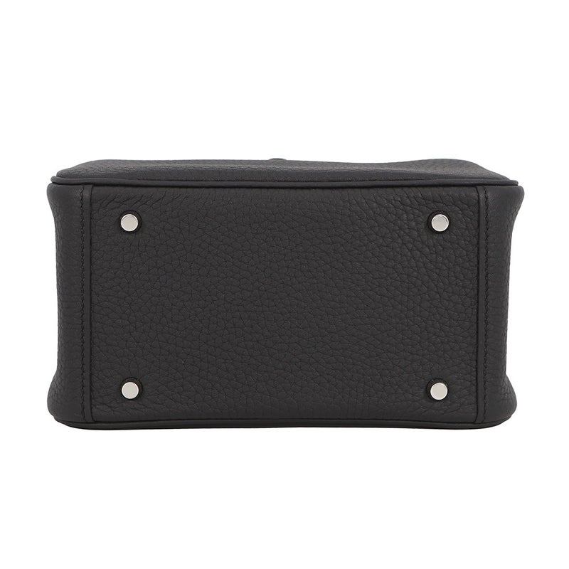 エルメス ハンドバッグ リンディ ミニ ブラック/シルバー金具 トリヨンクレマンス G刻印 HERMES 2way 黒