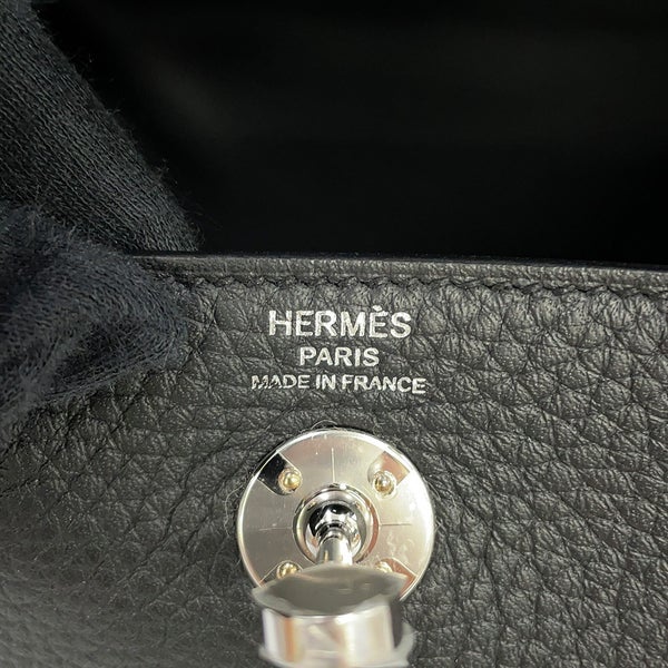エルメス ハンドバッグ リンディ ミニ ブラック/シルバー金具 トリヨンクレマンス G刻印 HERMES 2way 黒