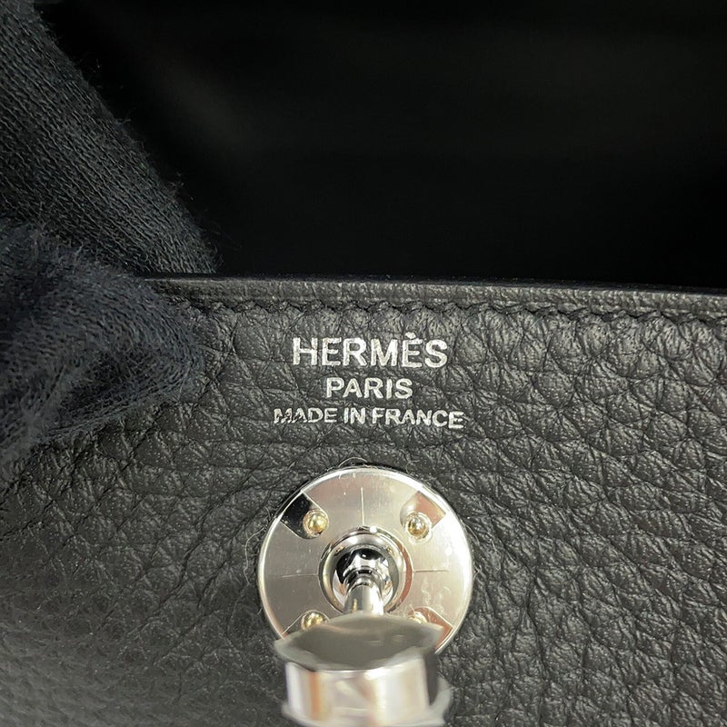 エルメス ハンドバッグ リンディ ミニ ブラック/シルバー金具 トリヨンクレマンス G刻印 HERMES 2way 黒