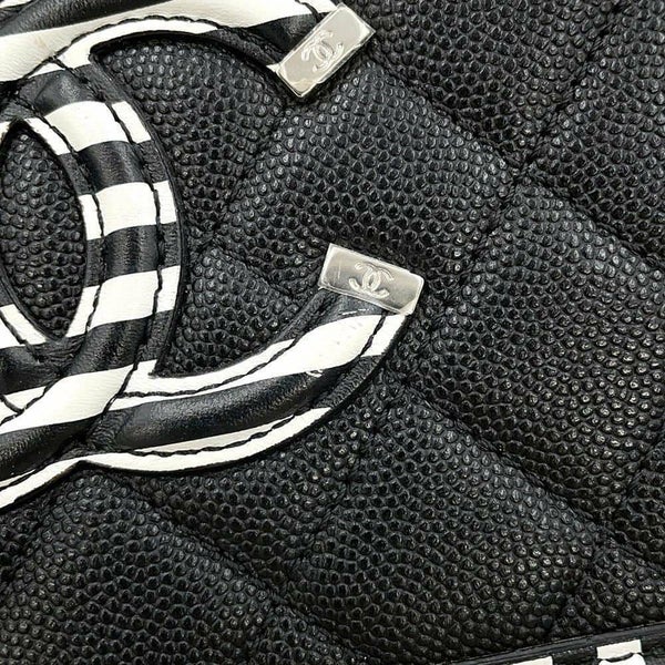 シャネル チェーンショルダーバッグ CCフィリグリー バニティバッグ キャビアスキン A93342 CHANEL 黒 白