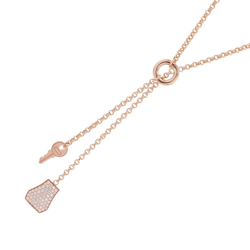 エルメス ネックレス ケリー・クロシェット PM ダイヤモンド 104P 計0.53ctct K18PGピンクゴールド HERMES ペンダント
