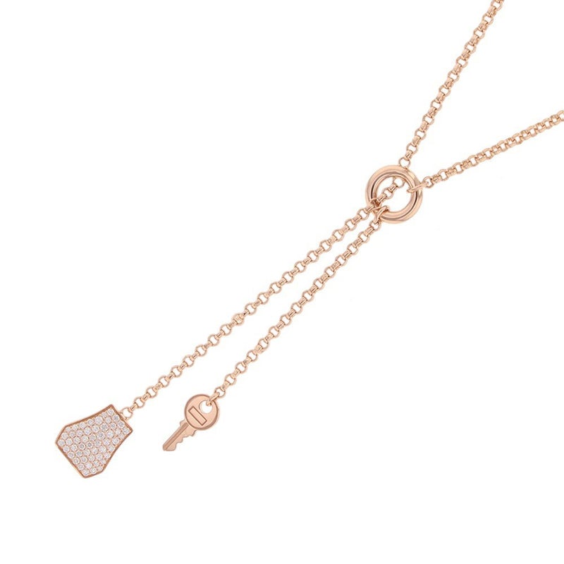 エルメス ネックレス ケリー・クロシェット PM ダイヤモンド 104P 計0.53ctct K18PGピンクゴールド HERMES ペンダント