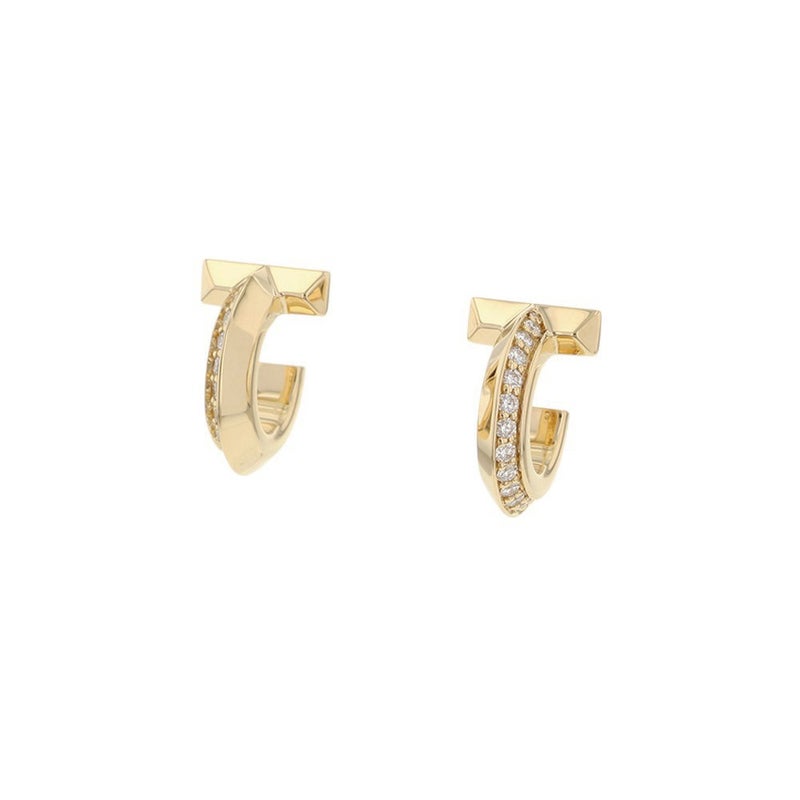 ティファニー ピアス T ワン フープ エクストラスモール ダイヤモンド 計0.40ct K18YGイエローゴールド 69783015 Tiffany&Co.