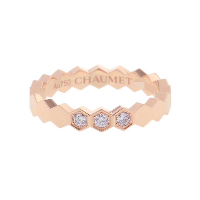 ショーメ リング ビー ドゥ ショーメ コレクション ダイヤ 3P 計0.10ct K18PG サイズ52 083361 Chaumet 指輪 ビー マイ ラブ ハニカム