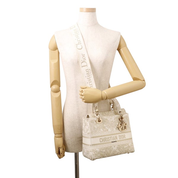 ディオール ハンドバッグ LADY D-LITE ミディアム キャンバス M0565OESV Christian Dior 2way 白