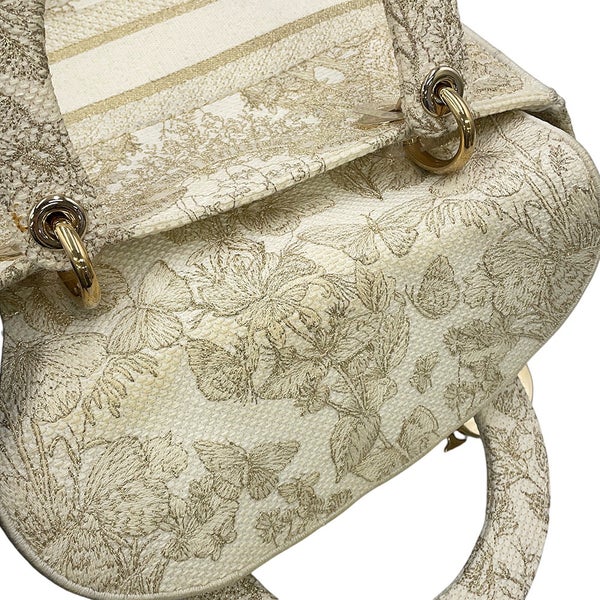 ディオール ハンドバッグ LADY D-LITE ミディアム キャンバス M0565OESV Christian Dior 2way 白