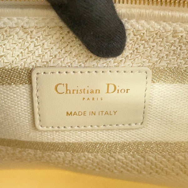 ディオール ハンドバッグ LADY D-LITE ミディアム キャンバス M0565OESV Christian Dior 2way 白