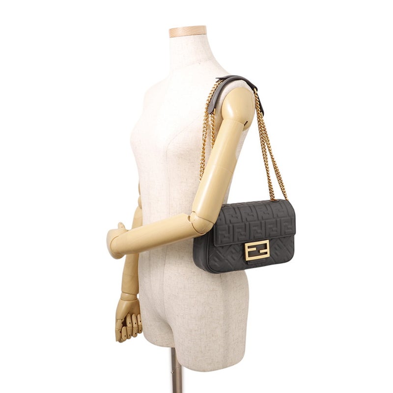 フェンディ ショルダーバッグ バゲット チェーン ミディ レザー 8BR793 FENDI 2way