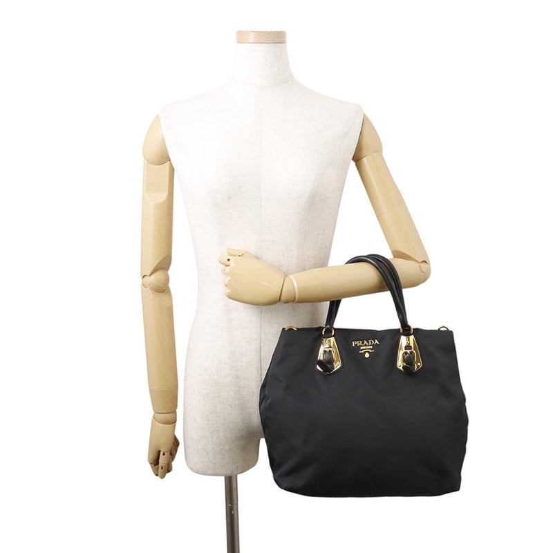 プラダ ハンドバッグ ロゴ ナイロン/レザー BN1615 PRADA 2wayショルダーバッグ 黒