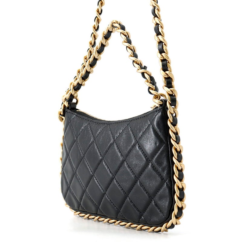 シャネル チェーンショルダーバッグ マトラッセ ココマーク ラムスキン AP3487 CHANEL バッグ 黒
