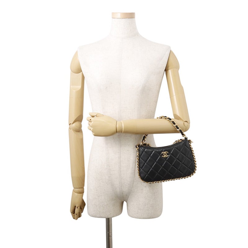 シャネル チェーンショルダーバッグ マトラッセ ココマーク ラムスキン AP3487 CHANEL バッグ 黒